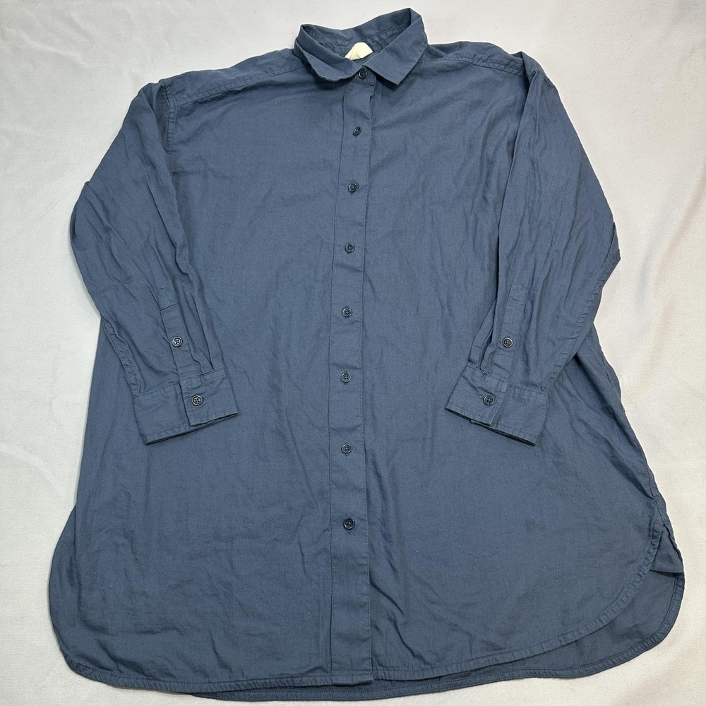 Pact Shirt Dress Womens XS/S Blue Overshirt Coastal Cottage Casual